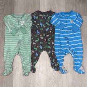 Cozy Kids Footies Set - Stripes and Dinosaurs